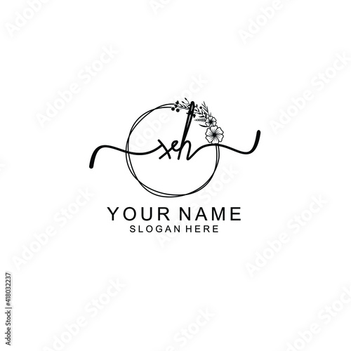 Letter XH Beautiful handwriting logo