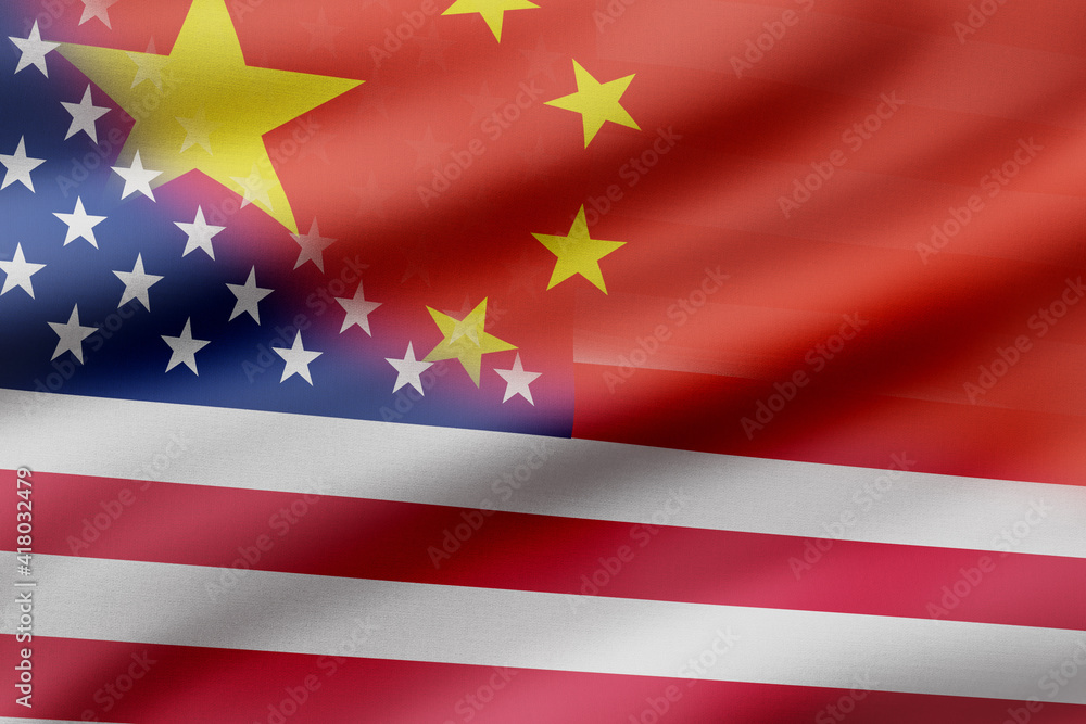 Usa and China flags Usa and China flags