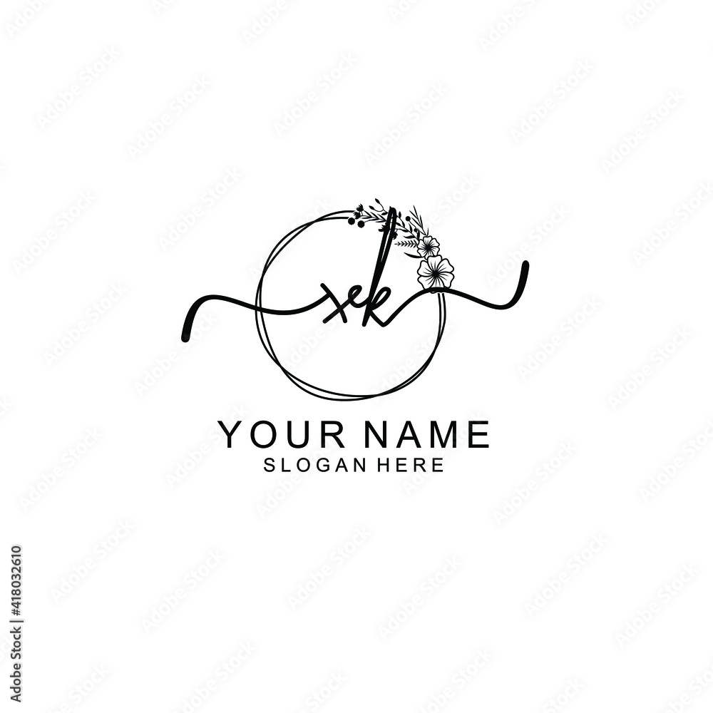 Letter XK Beautiful handwriting logo Letter XK Beautiful handwriting logo