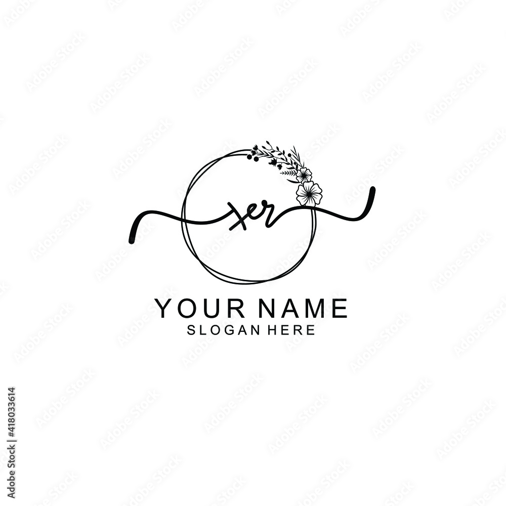 Letter XR Beautiful handwriting logo Letter XR Beautiful handwriting logo