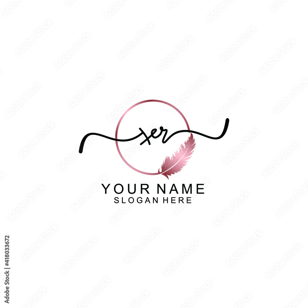 Letter XR Beautiful handwriting logo Letter XR Beautiful handwriting logo