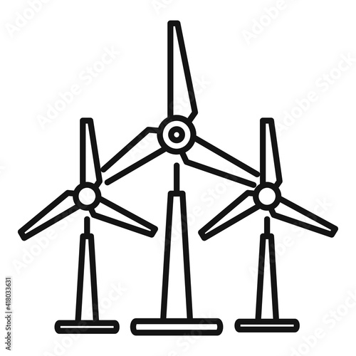 Wind power plant icon. Outline wind power plant vector icon for web design isolated on white background
