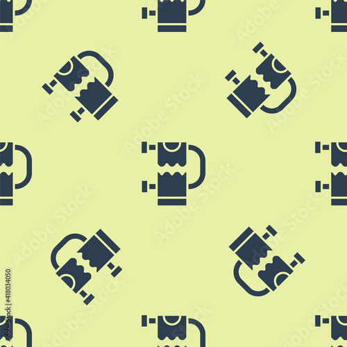 Blue Heated towel rail icon isolated seamless pattern on yellow background. Vector.