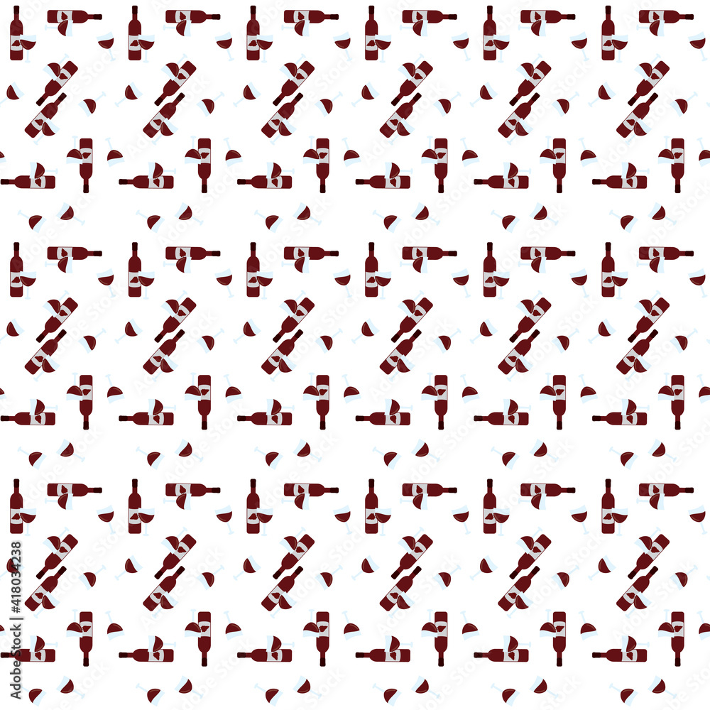 Wine glass and bottle seamless pattern Wine glass and bottle seamless pattern
