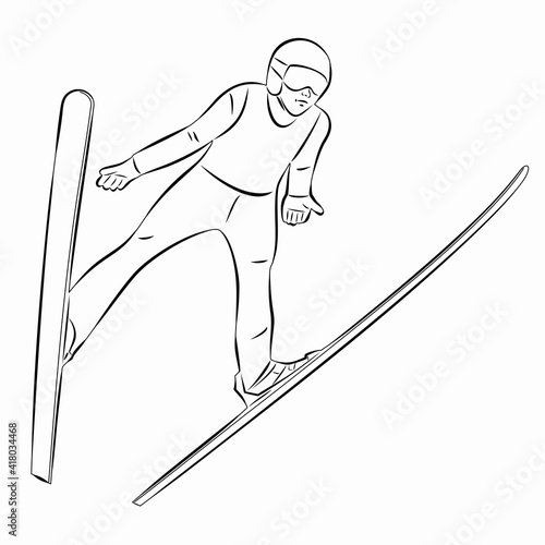 illustration of a ski jumper. vector drawing