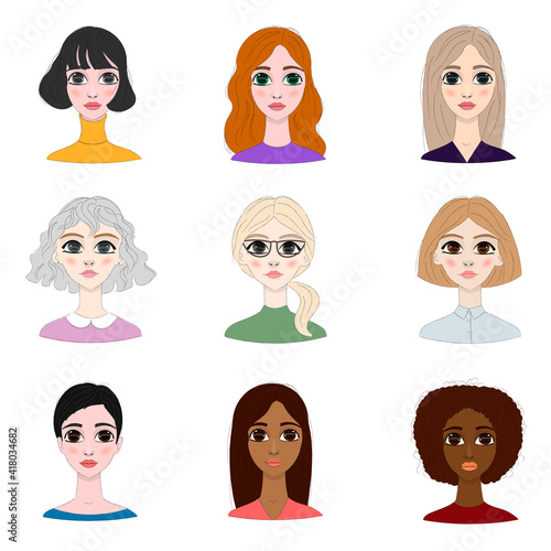 Women avatar set. Different women characters collection.