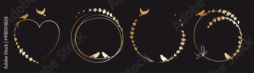 Frames for Wedding invitation. Set vector design elements, golden floral frames.