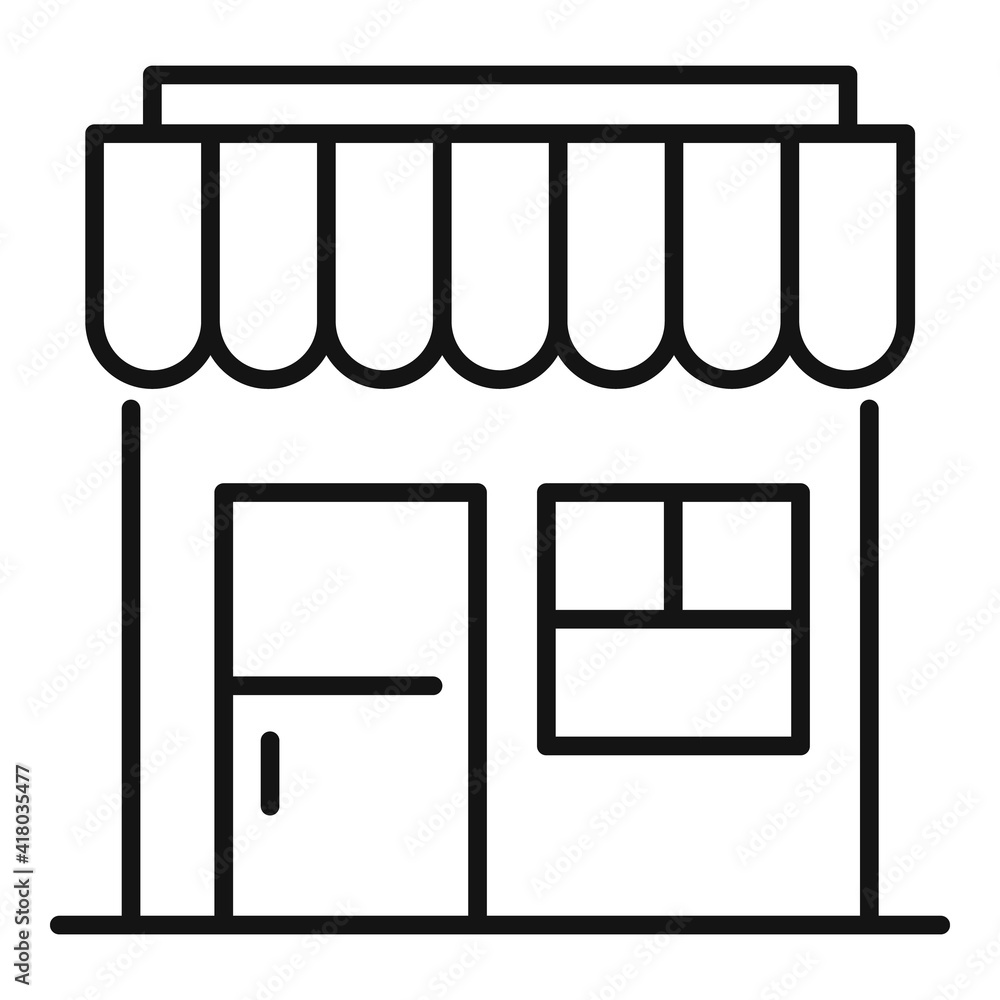 Street shop icon. Outline street shop vector icon for web design isolated on white background Street shop icon. Outline street shop vector icon for web design isolated on white background