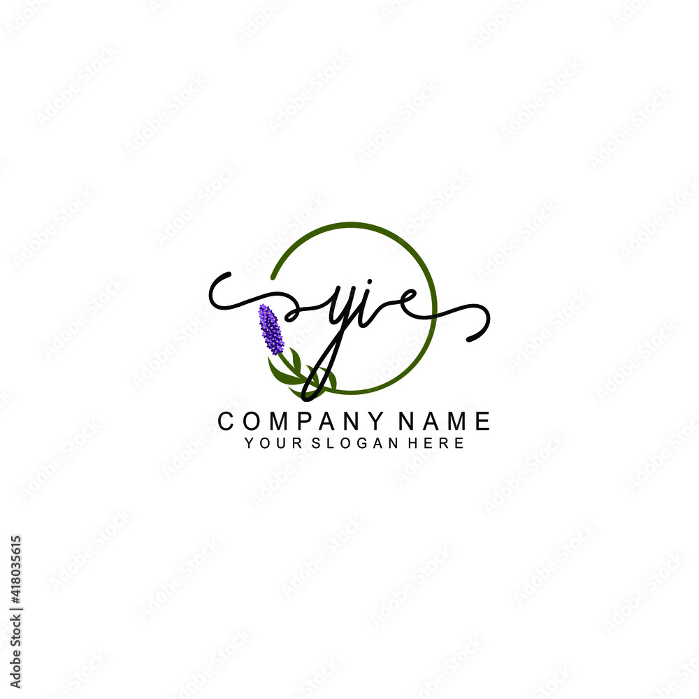 Letter YI Beautiful handwriting logo Letter YI Beautiful handwriting logo