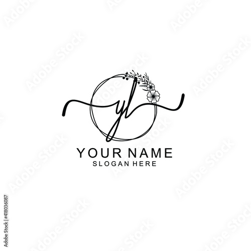 Letter YL Beautiful handwriting logo