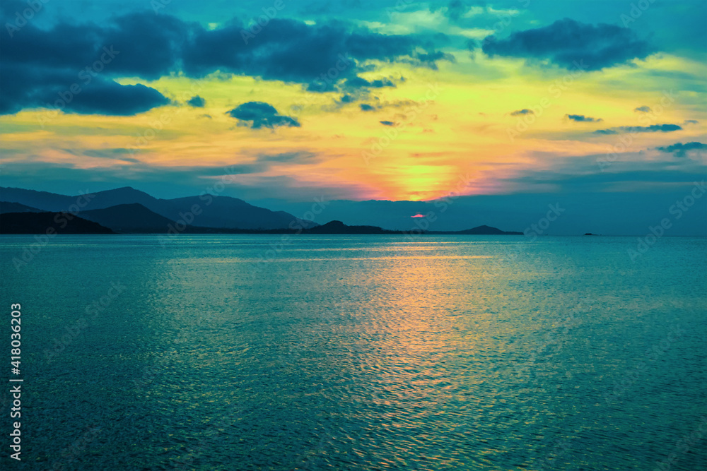 sunset background at the sea , Koh Samui   Thailand