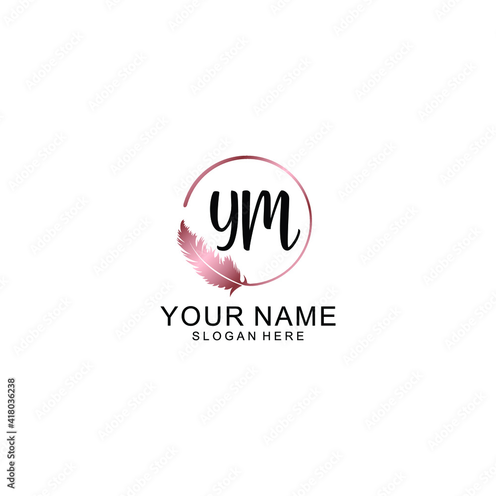 Letter YM Beautiful handwriting logo Letter YM Beautiful handwriting logo