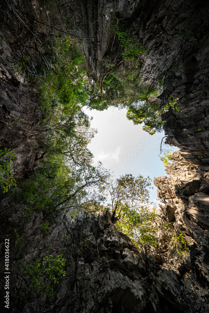 Koh Hong at Phang Nga bay, limestone island completely surrounded by cliff wall look like a huge hall. Koh Hong at Phang Nga bay, limestone island completely surrounded by cliff wall look like a huge hall.