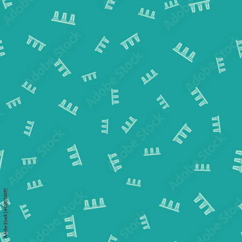 Green Water filter icon isolated seamless pattern on green background. System for filtration of water. Reverse osmosis system. Vector.
