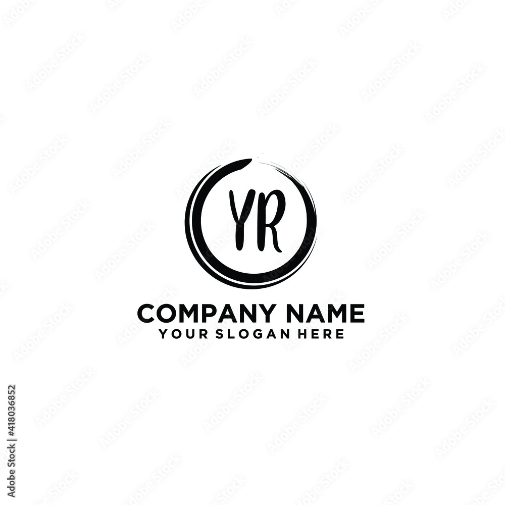 Letter YR Beautiful handwriting logo Letter YR Beautiful handwriting logo
