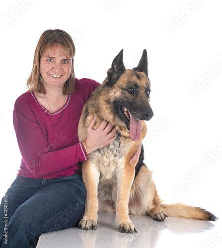 german shepherd and woman