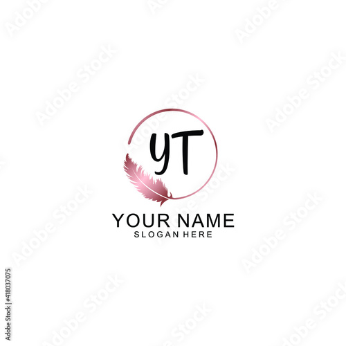 Letter YT Beautiful handwriting logo