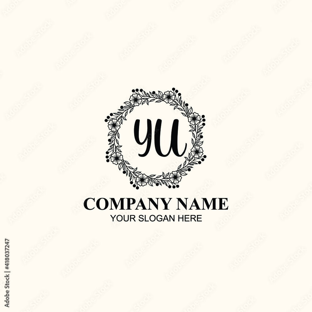 Letter YU Beautiful handwriting logo Letter YU Beautiful handwriting logo