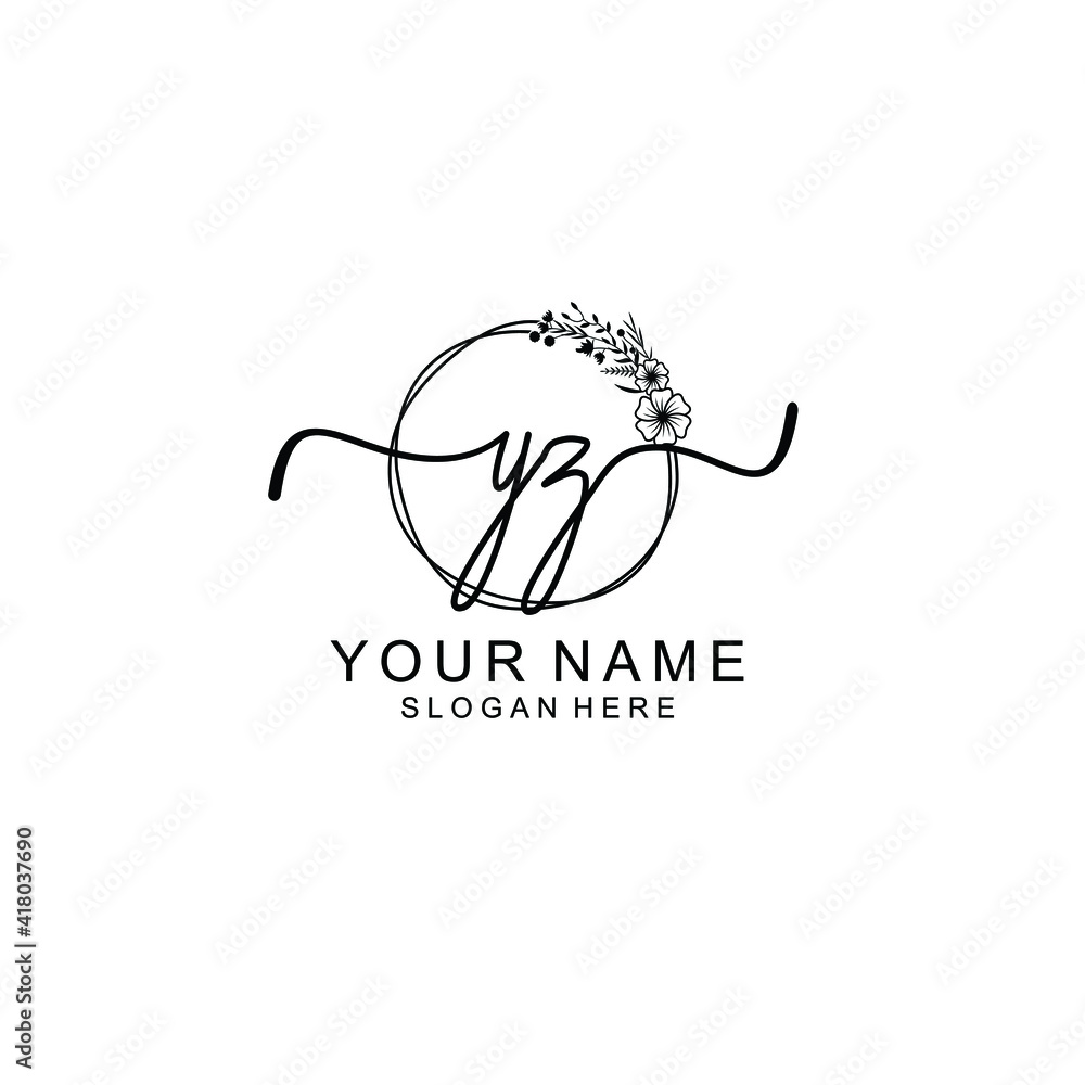 Letter YZ Beautiful handwriting logo Letter YZ Beautiful handwriting logo