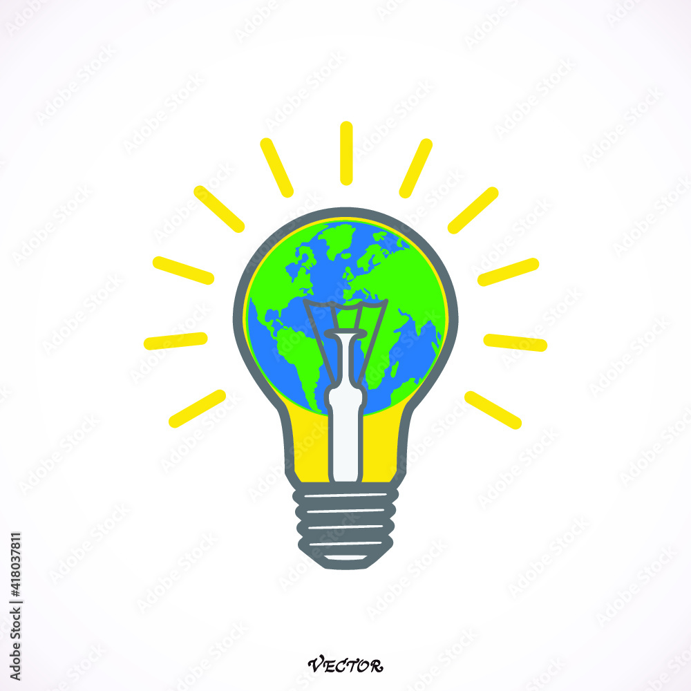 Global bulb icon. Vector. Flat style. Global bulb icon. Vector. Flat style.