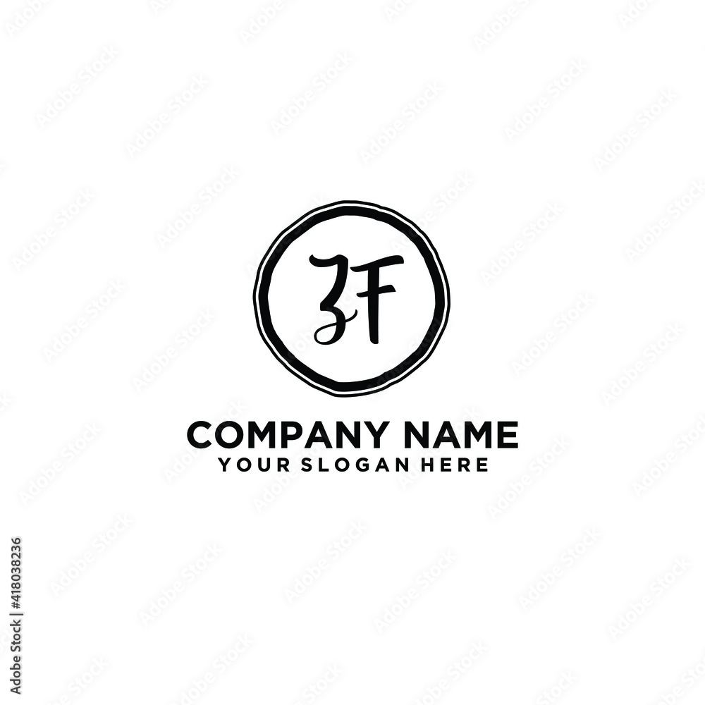 Letter ZF Beautiful handwriting logo Letter ZF Beautiful handwriting logo