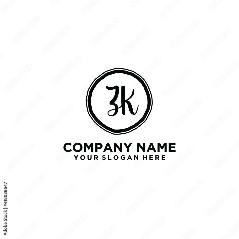 Letter ZK Beautiful handwriting logo Letter ZK Beautiful handwriting logo