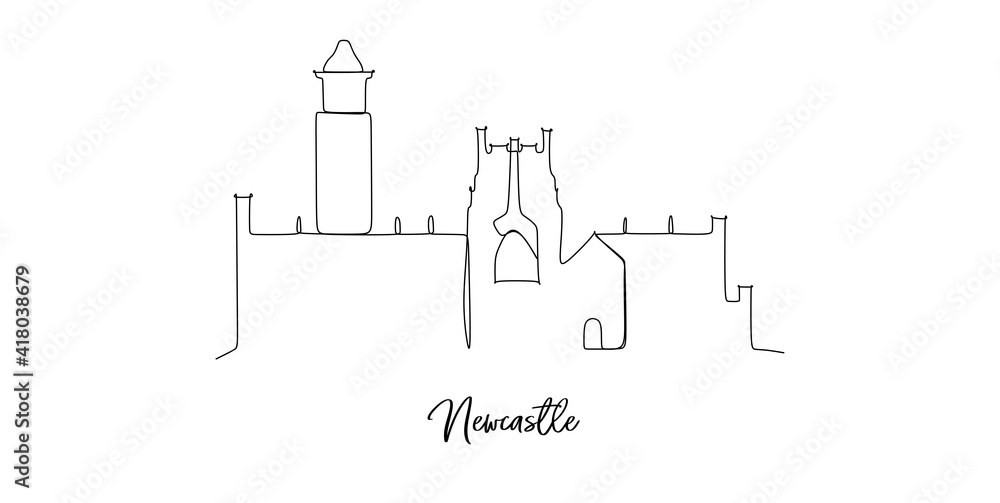 Newcastle of Australia landmark skyline - continuous one line drawing