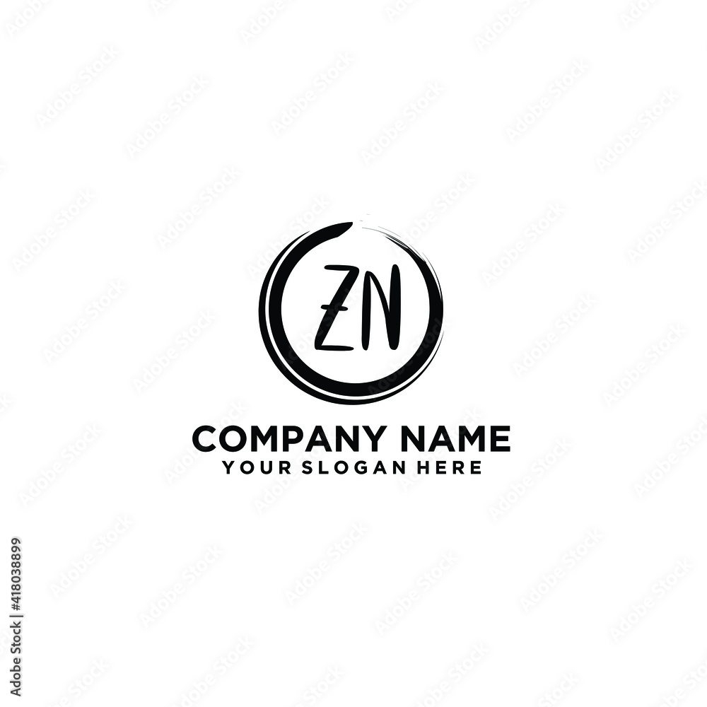 Letter ZN Beautiful handwriting logo Letter ZN Beautiful handwriting logo