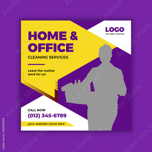 Home and office cleaning service social media post template