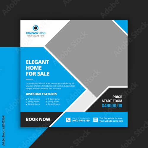 Real estate Instagram post template and modern home sale Facebook and Instagram social media banner template