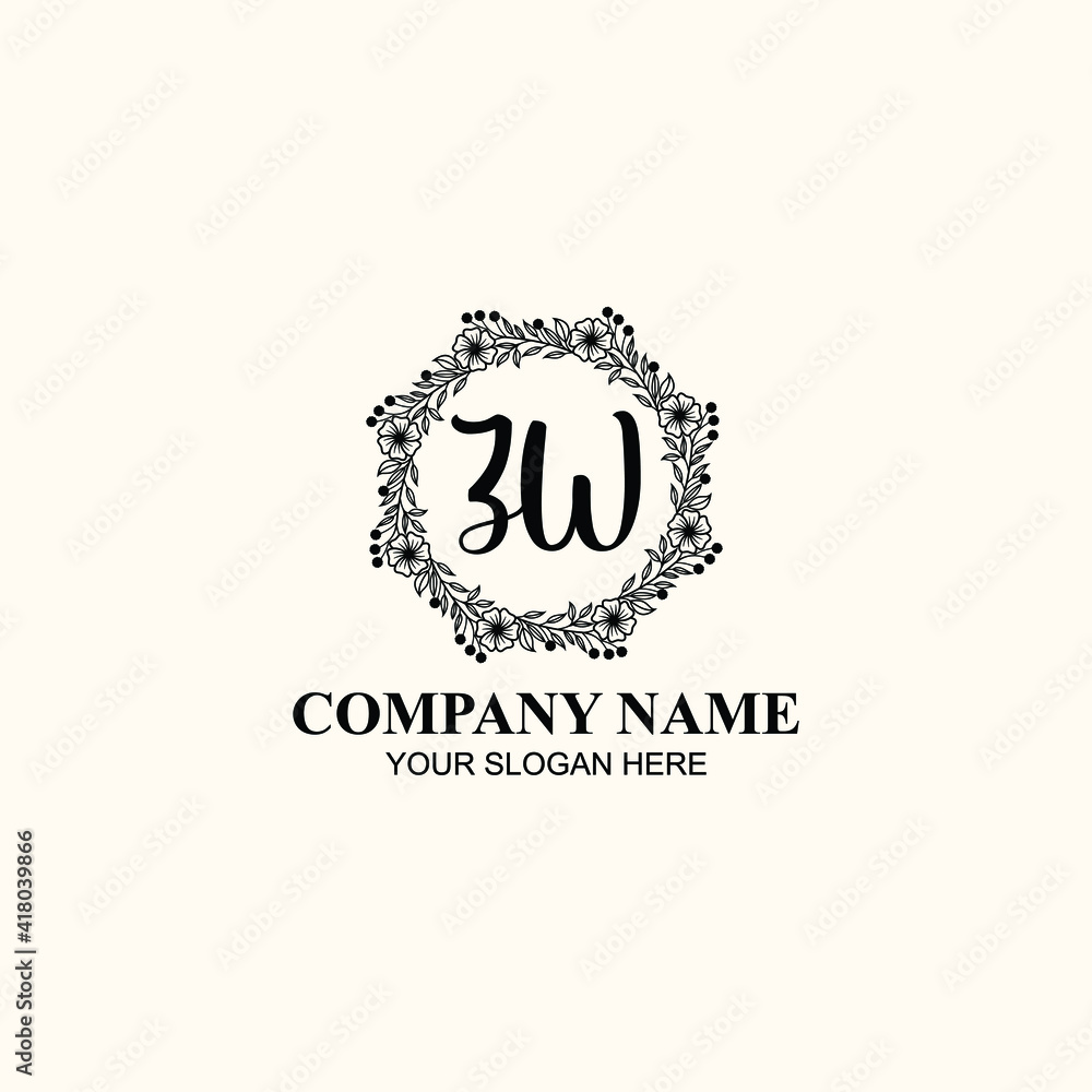 Letter ZW Beautiful handwriting logo Letter ZW Beautiful handwriting logo