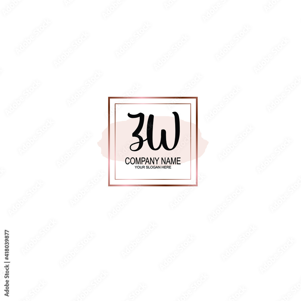 Letter ZW Beautiful handwriting logo Letter ZW Beautiful handwriting logo