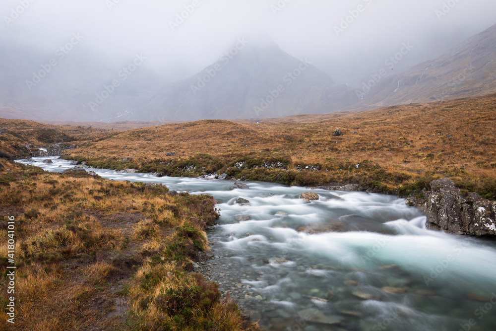 The Fairy Pools during rainy time, Glen Brittle, Skye, Scotland.