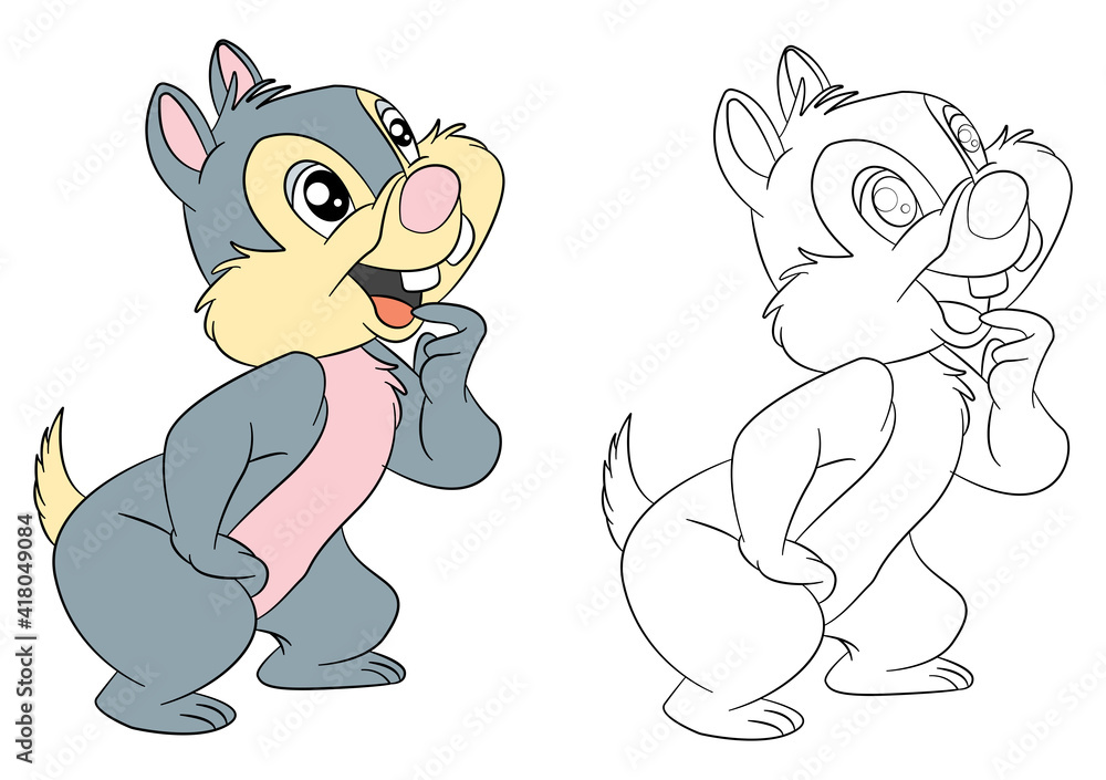 Coloring Drawing Coloring Book Child Cute Animal Rabbit Letter R Kids Line Stock Vector Adobe Stock