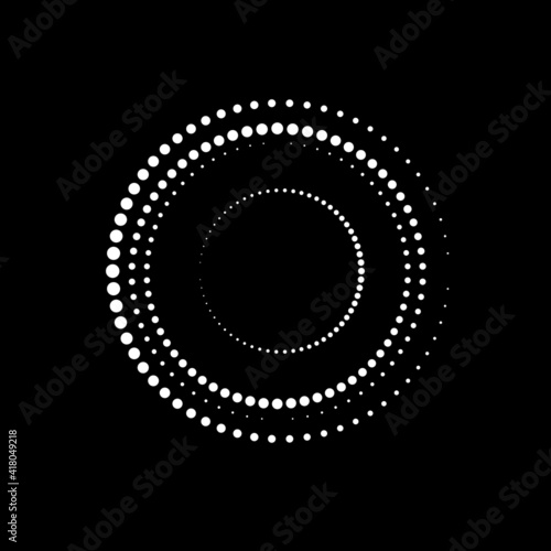 Halftone dots in circle form. round logo . vector dotted frame . design element