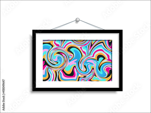 Abstract paintings hang on the wall. Abstract art in a gallery on a white background. Set vector color abstract picture isolated.