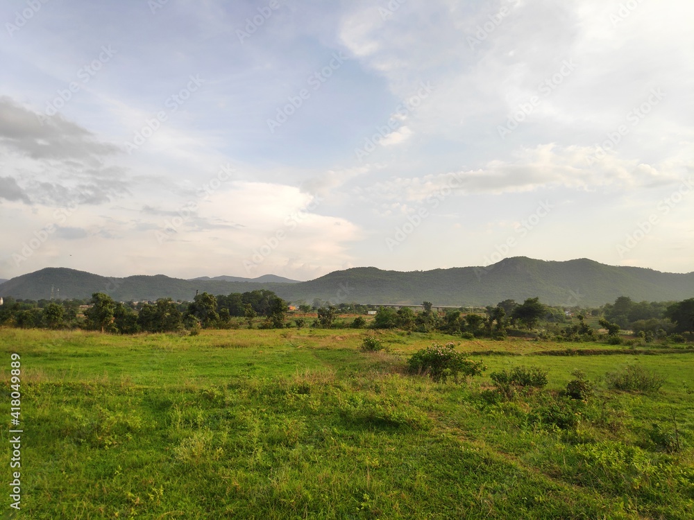 Hills and green meadow Hills and green meadow