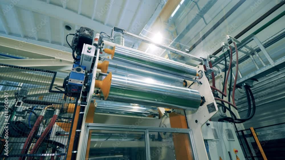 Transparent plastic is going through the conveyor complex Transparent plastic is going through the conveyor complex