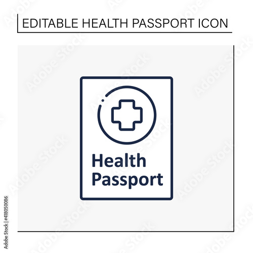 Health passport line icon. Personal medical document. Vaccination passport. Covid19 concept. Isolated vector illustration.Editable stroke