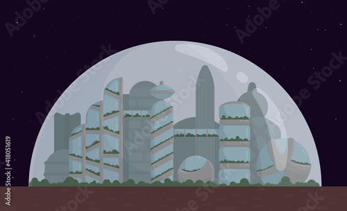 Slika na platnu Space city, colony on Mars or Moon