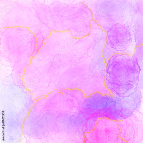 Luxury abstract fluid art vector background alcohol ink technique pink and gold