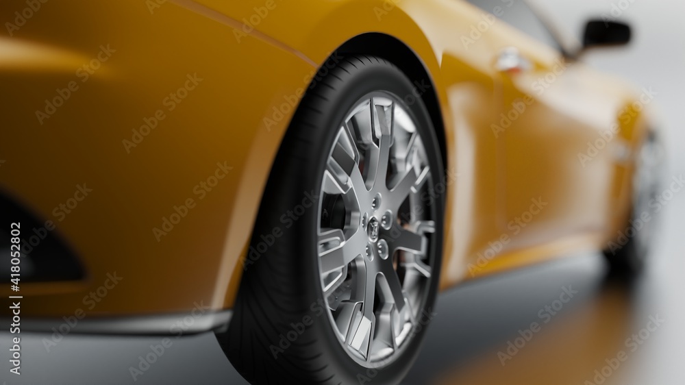 auto yellow. 3d illustration of fragments of vehicles on a white background. auto yellow. 3d illustration of fragments of vehicles on a white background.