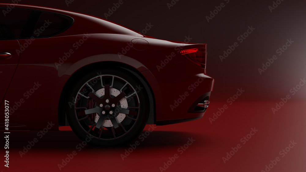 auto red. 3d illustration of fragments of vehicles on a red uniform background. auto red. 3d illustration of fragments of vehicles on a red uniform background.
