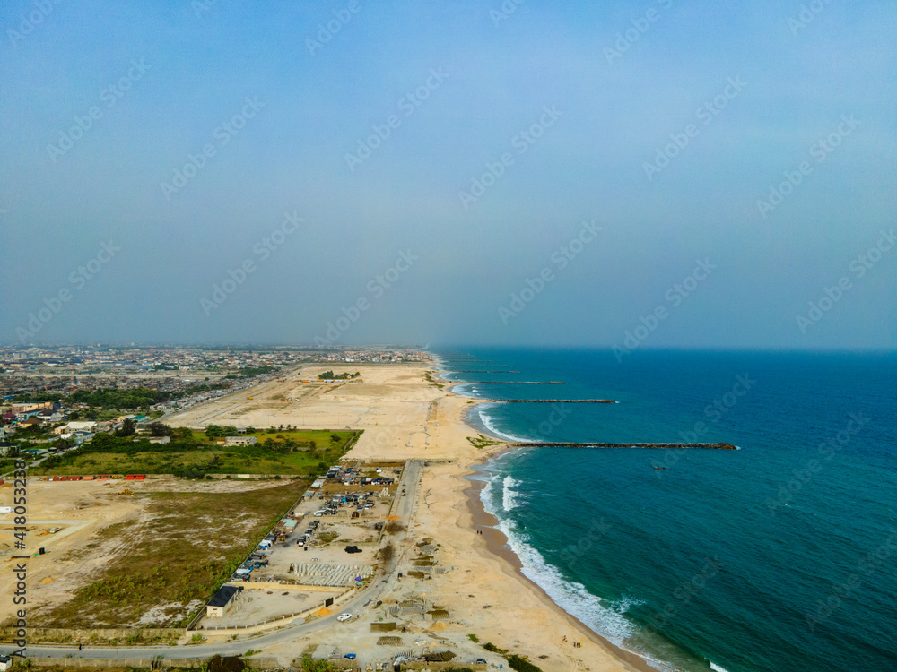 An aerial image of the Lekki coast line in Lagos, Nigeria