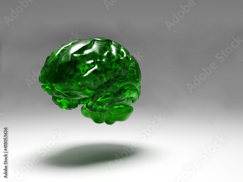 Artificial Intelligence. green glass brain image