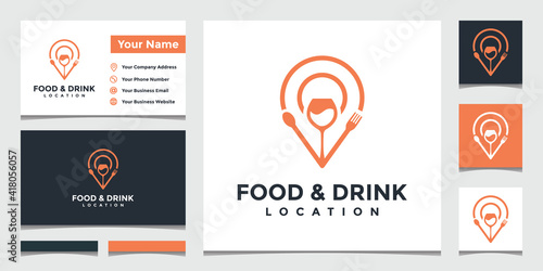 logo with food & beverage location and business card design