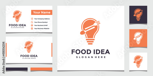 light bulb and food style logo with business card design