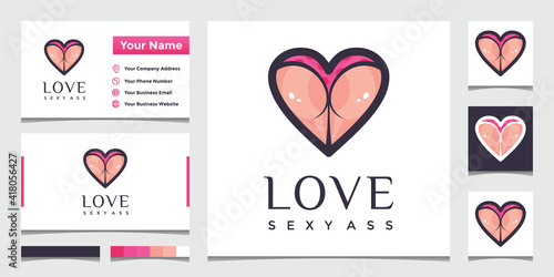 logo with sexy butt love style and business card design