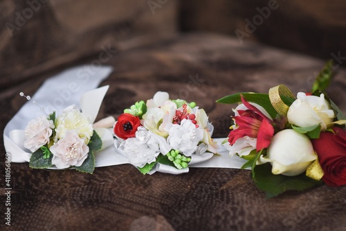 Flowers close-up. Wedding flowers on the car seat. High quality photo © Olena Vasylieva