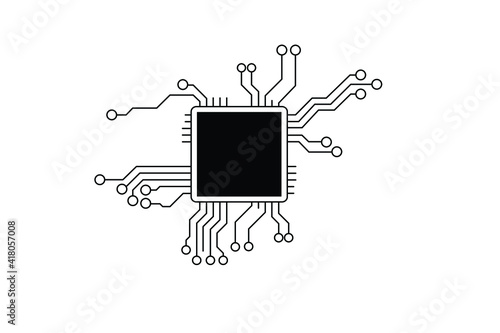CPU Processor chip on white Background